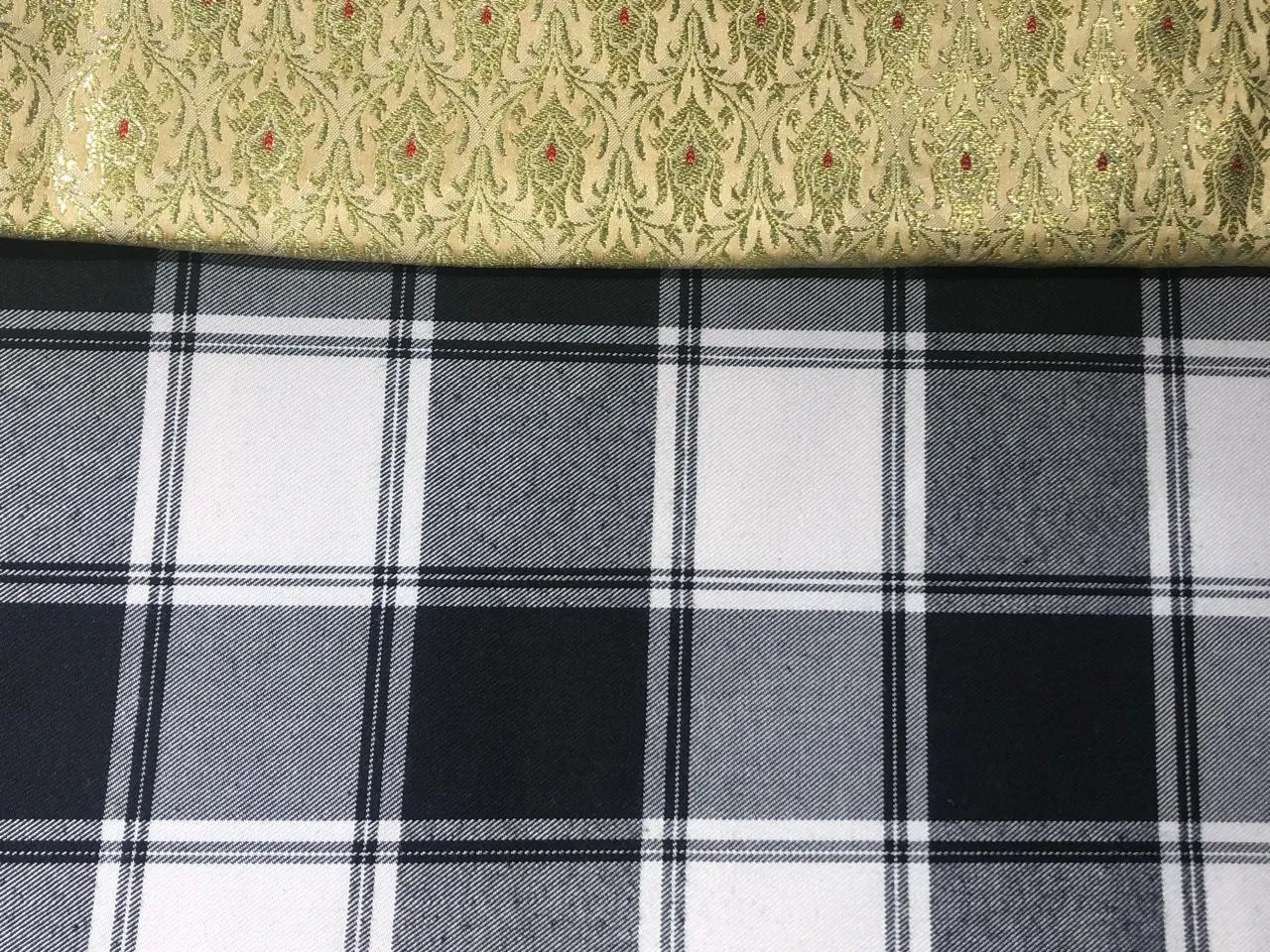 100% Cotton twill  plaids with  available in 2 colors BLACK / WHITE AND PINK/WHITE