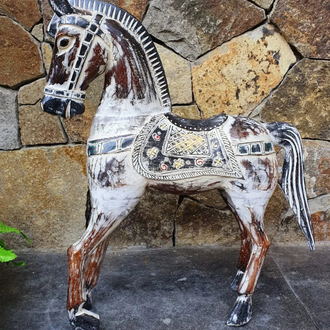 Antique Large Carved Wooden Horse