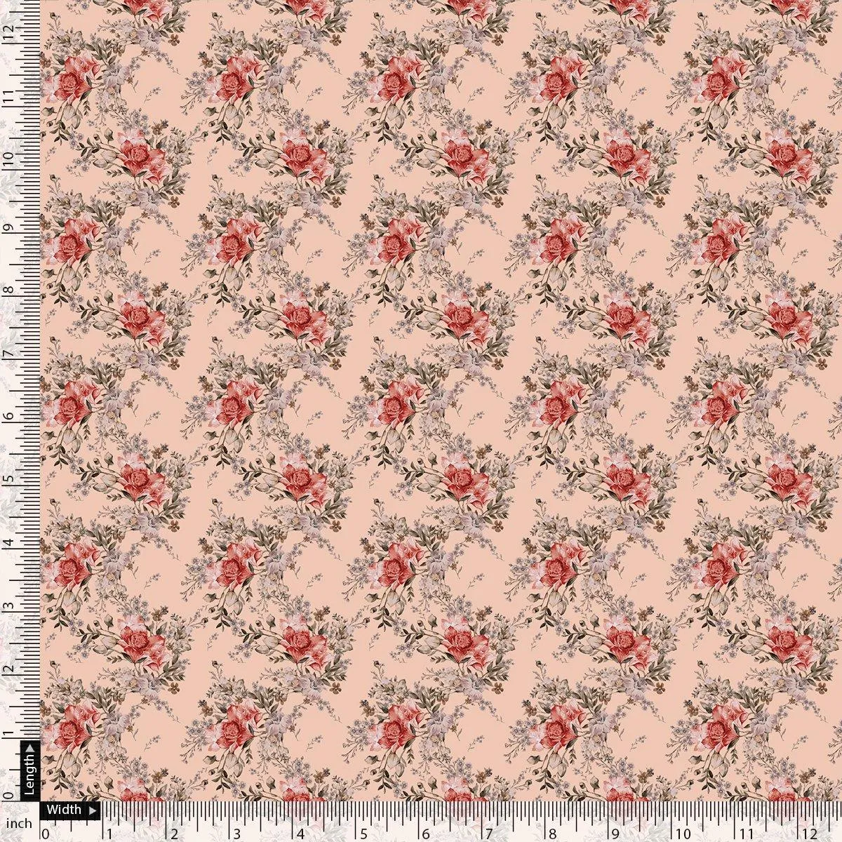 Beautiful Seamless Red Poppy Flower Digital Printed Fabric - Crepe