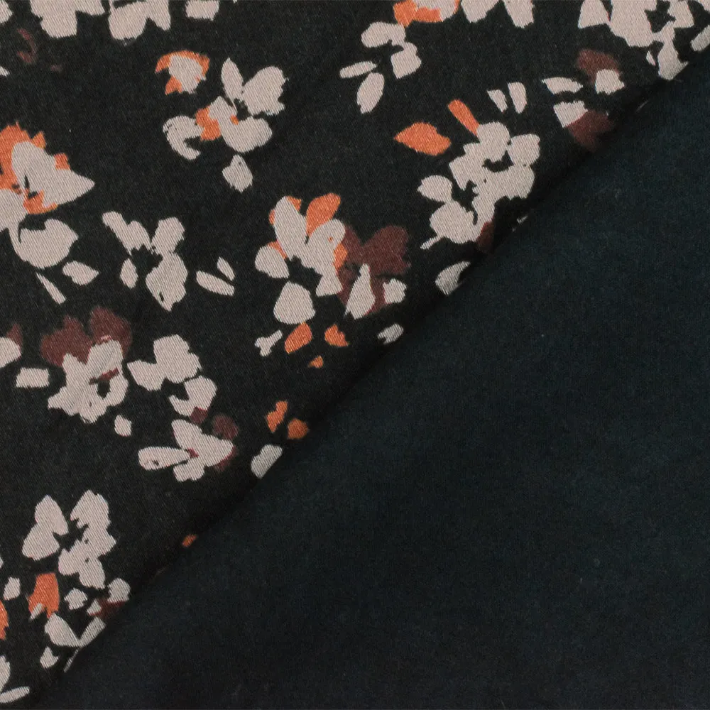 Black-Gray-Multi Floral Printed Rayon Satin Woven Fabric