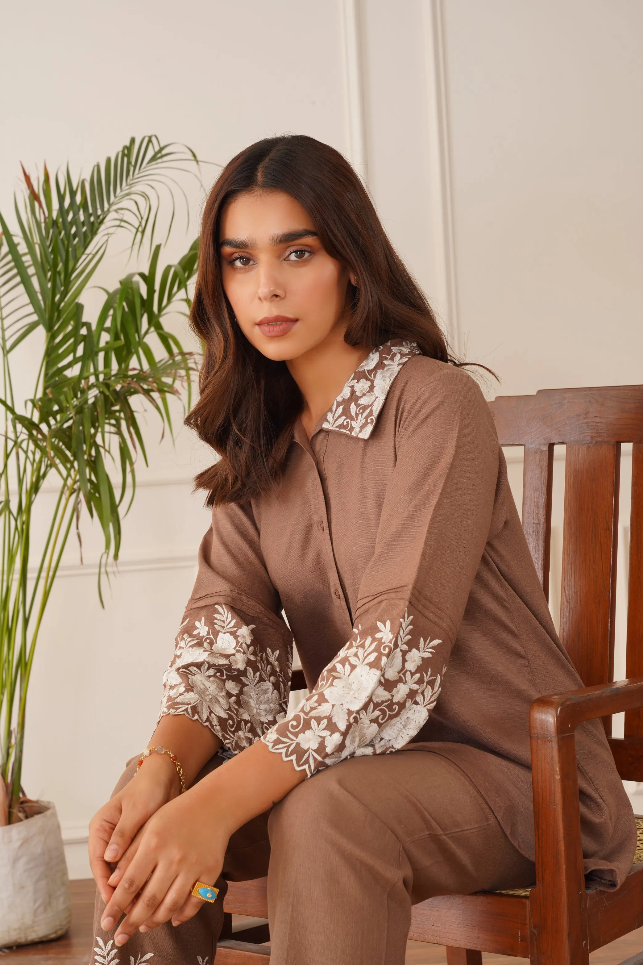 Blossom Brown Embroidered Co-ord Set