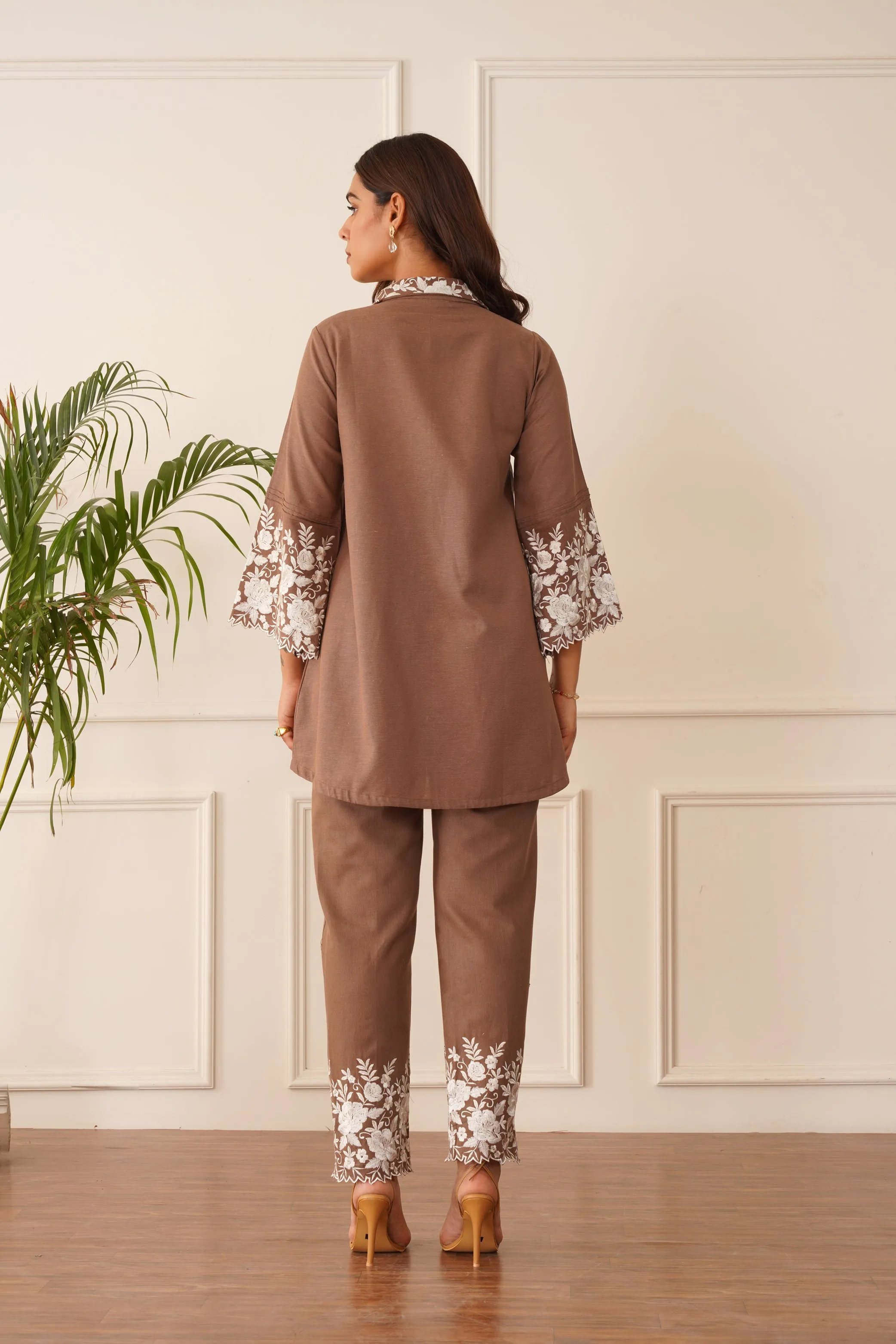 Blossom Brown Embroidered Co-ord Set