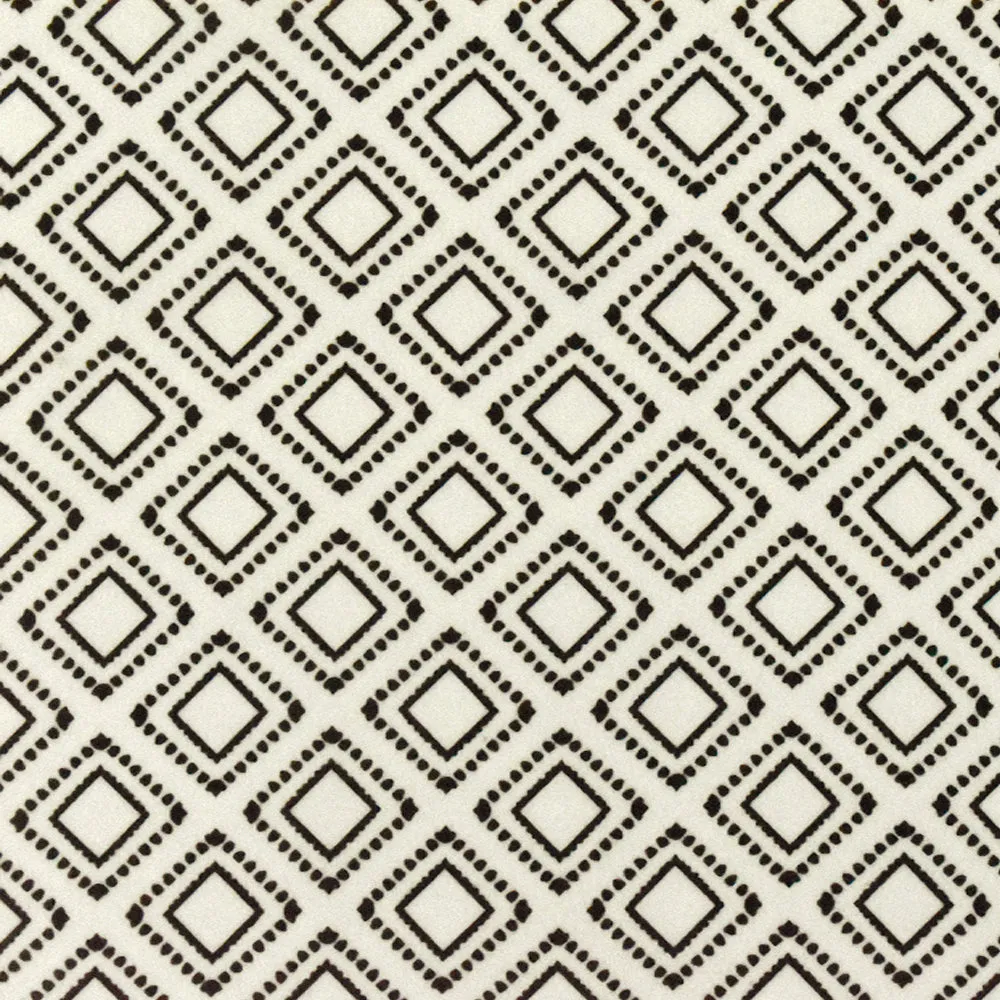 Bone Ivory-Black Famous Designer Diamond Mark Printed Georgette Fabric