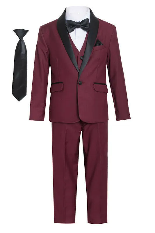 Boys Burgundy Tuxedo Suit