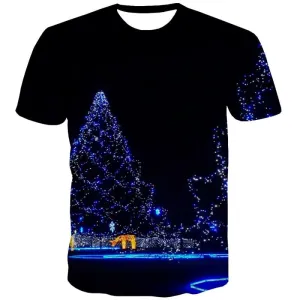 Christmas T shirts Men Galaxy Tshirts Novelty Snow Tshirt Printed Black T-shirts 3d