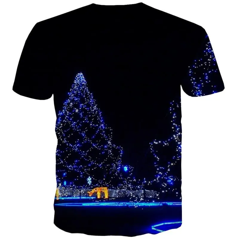 Christmas T shirts Men Galaxy Tshirts Novelty Snow Tshirt Printed Black T-shirts 3d