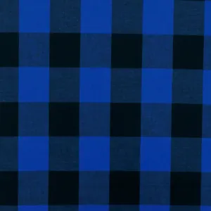 Cobalt Blue-Black Gingham Poplin Shirting Woven Fabric