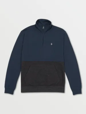 Contrast Quarter Zip Hoodie - Navy Combo