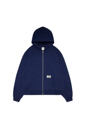 Cropped Zip Hoodie - Navy