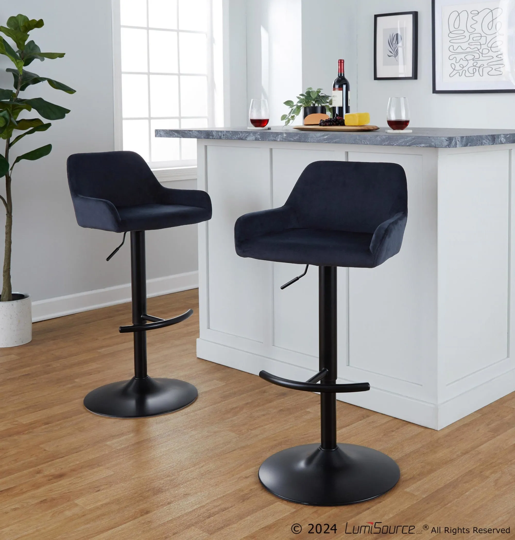 Daniella Adjustable Barstool - Set of 2 By LumiSource - BS-DNLAV-RT2 AUBK2