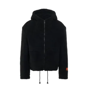 Fleece Hooded Jacket in Black