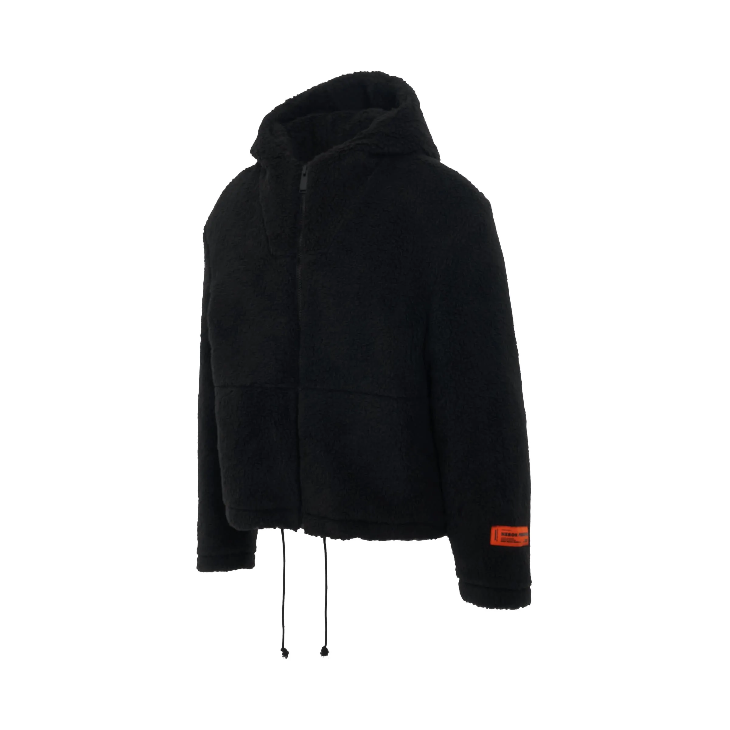 Fleece Hooded Jacket in Black