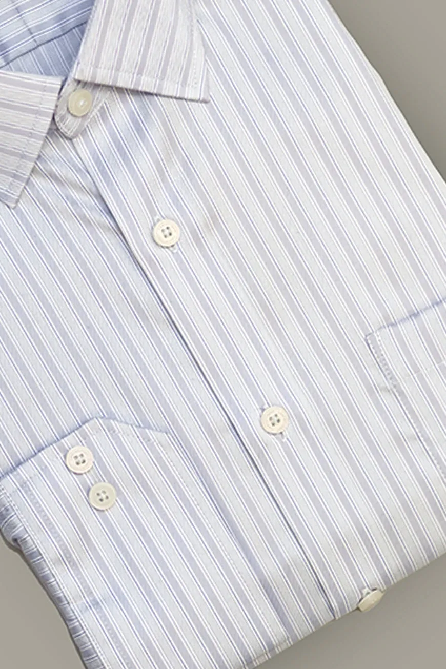 Formal Shirt - Supernova White & Grey Stripes