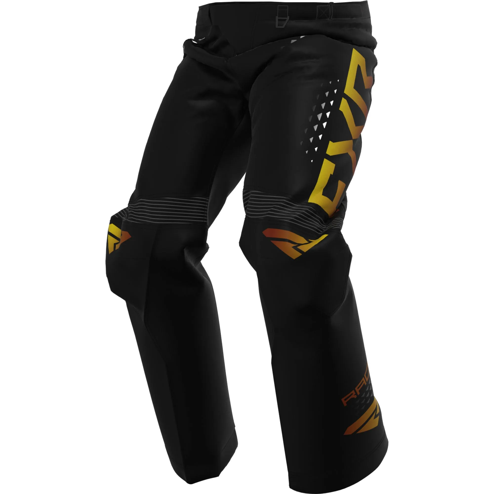 FXR  Mens Cold Cross RR Snowmobile Pants Waterproof Black Gold Inferno Snow Bibs