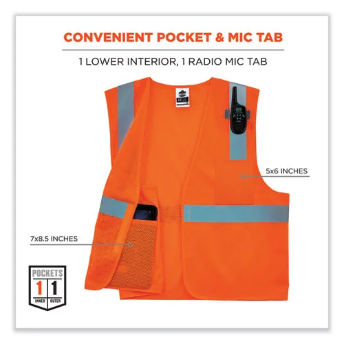 Glowear 8210hl-s Single Size Class 2 Economy Mesh Vest, Polyester, Medium, Orange, Ships In 1-3 Business Days