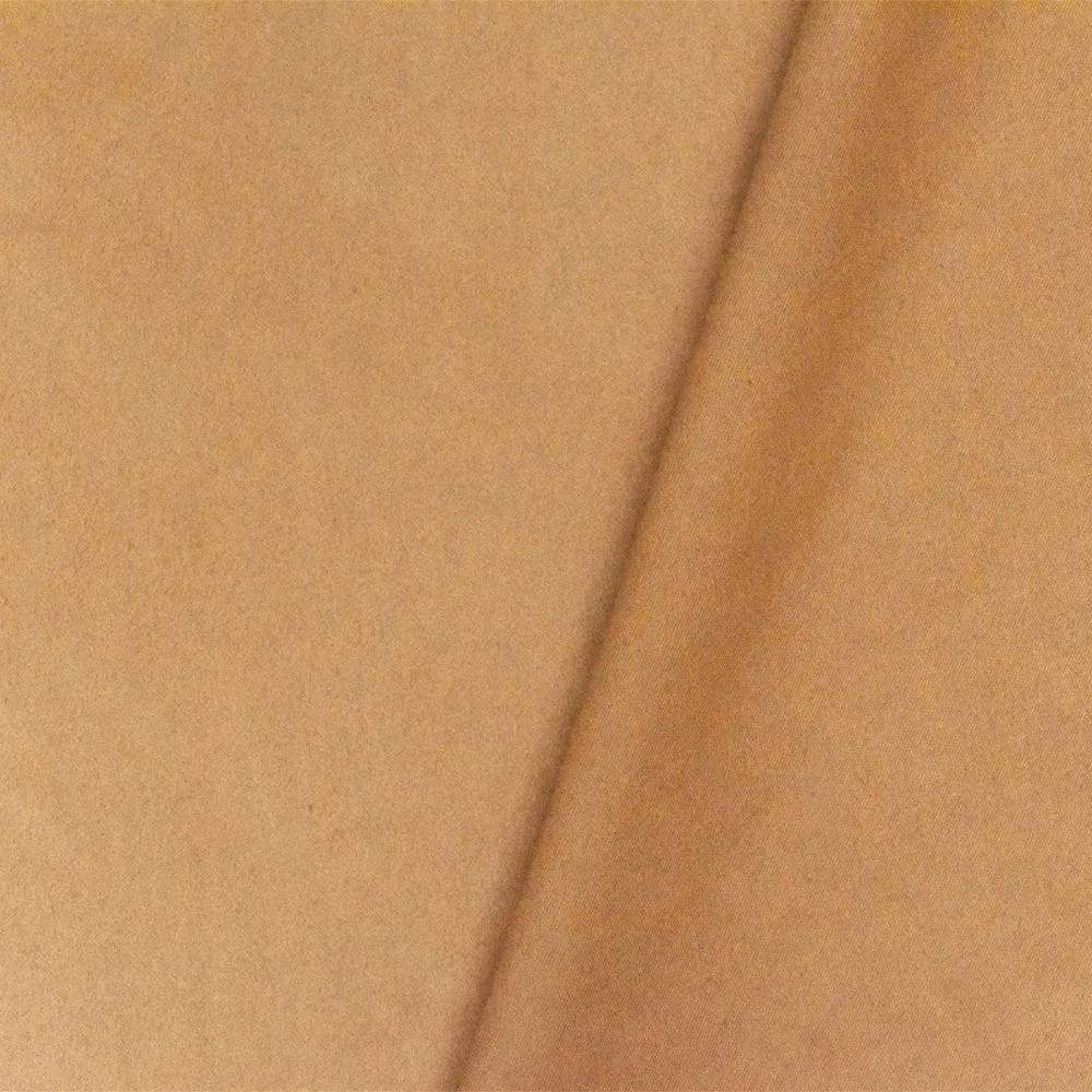 Golden Sand Brown Solid Brushed Faux Suede Poly Twill Woven Fabric