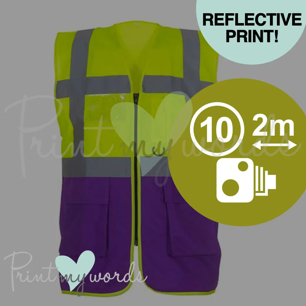 High Visibility REFLECTIVE Hi Vis Equestrian Vest Tabard Waistcoat - 10MPH, 2M, CAMERA