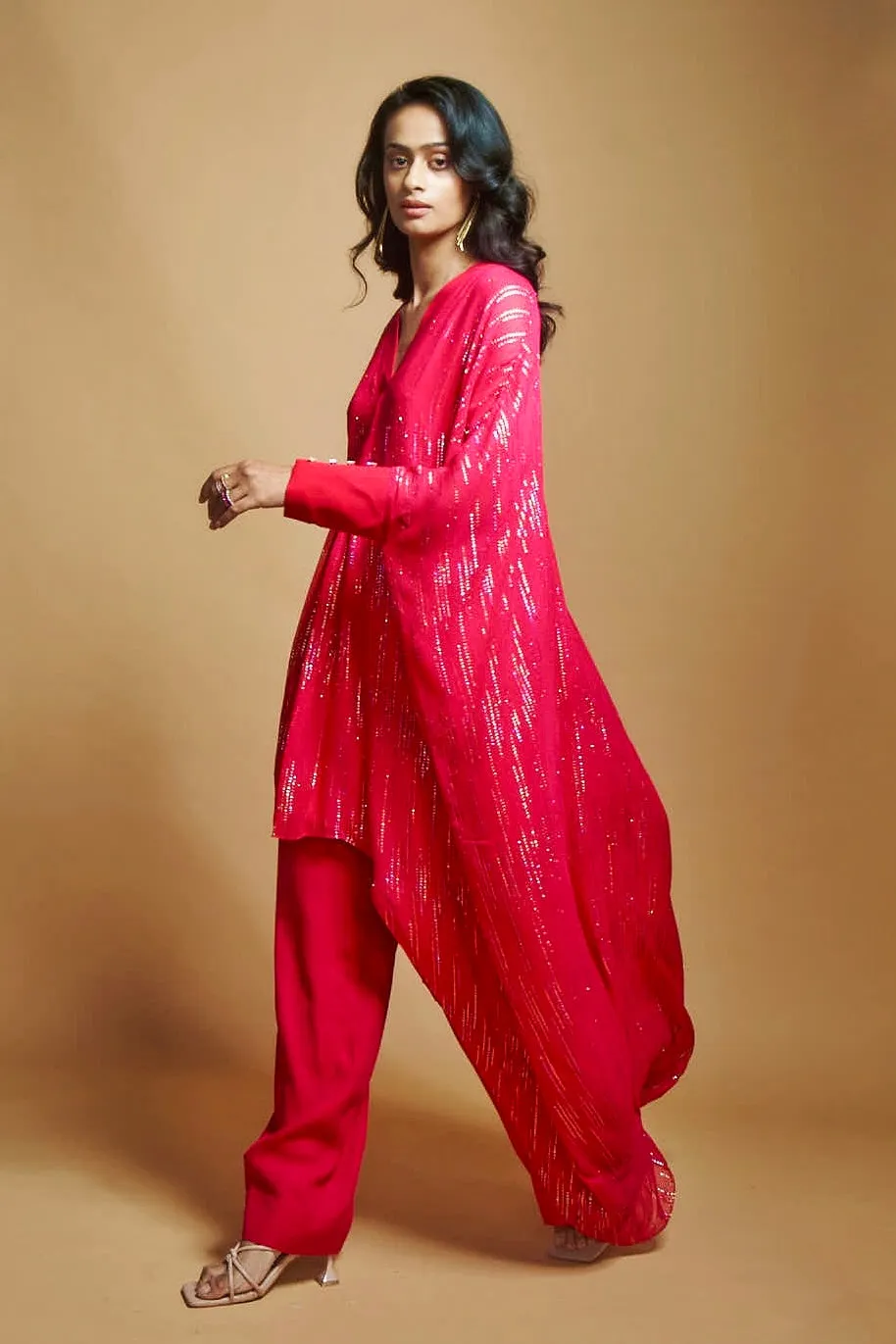 HOT PINK PATHANI TUNIC