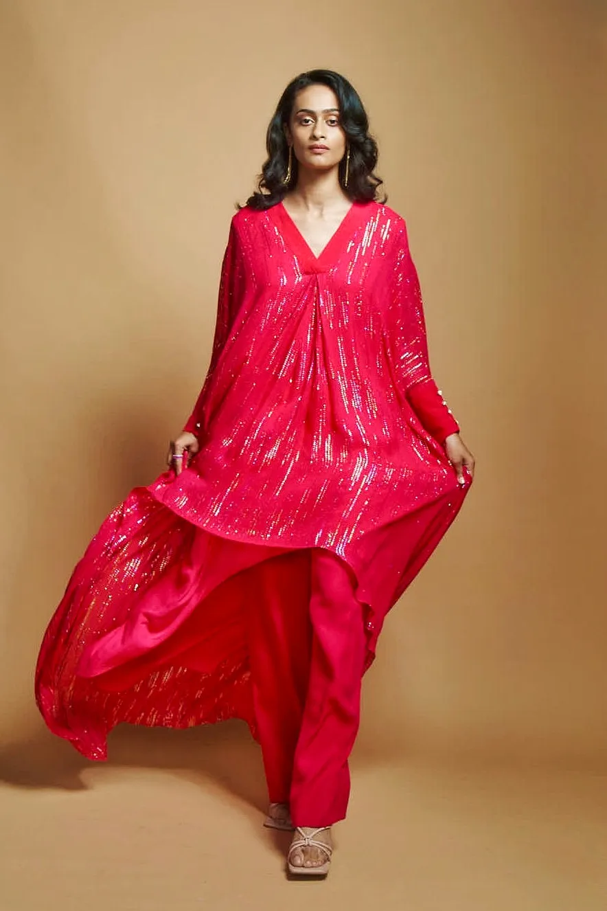 HOT PINK PATHANI TUNIC