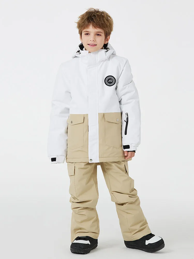 Kids Outdoor Snow Suits Set Hooded Ski Jacket & Pants