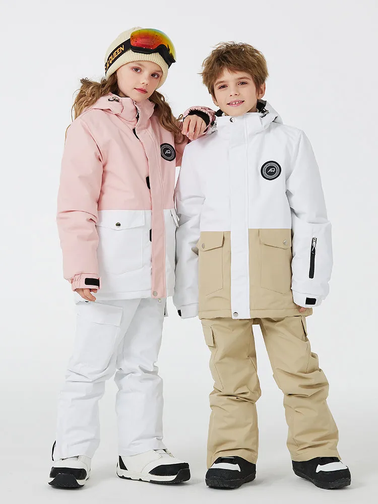 Kids Outdoor Snow Suits Set Hooded Ski Jacket & Pants