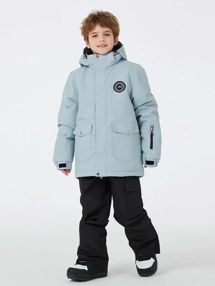 Kids Outdoor Snow Suits Set Hooded Ski Jacket & Pants