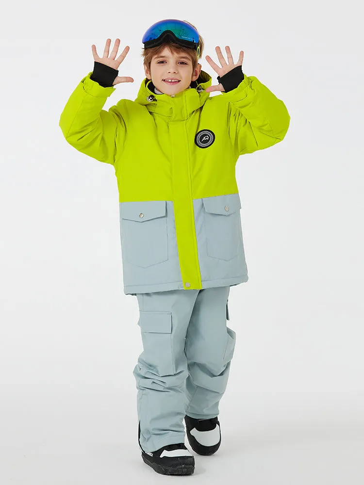 Kids Outdoor Snow Suits Set Hooded Ski Jacket & Pants