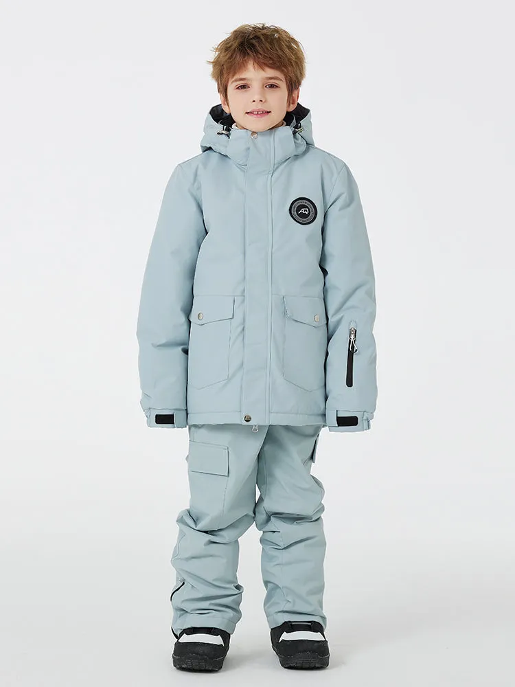 Kids Outdoor Snow Suits Set Hooded Ski Jacket & Pants