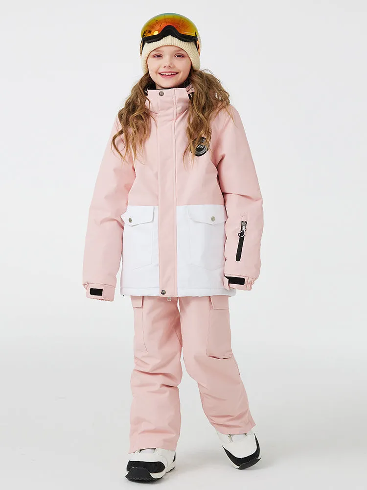 Kids Outdoor Snow Suits Set Hooded Ski Jacket & Pants