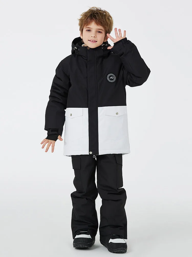 Kids Outdoor Snow Suits Set Hooded Ski Jacket & Pants