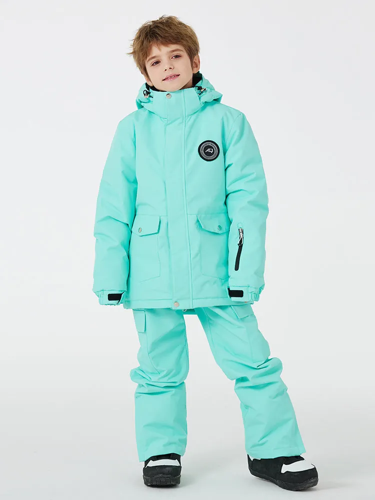 Kids Outdoor Snow Suits Set Hooded Ski Jacket & Pants