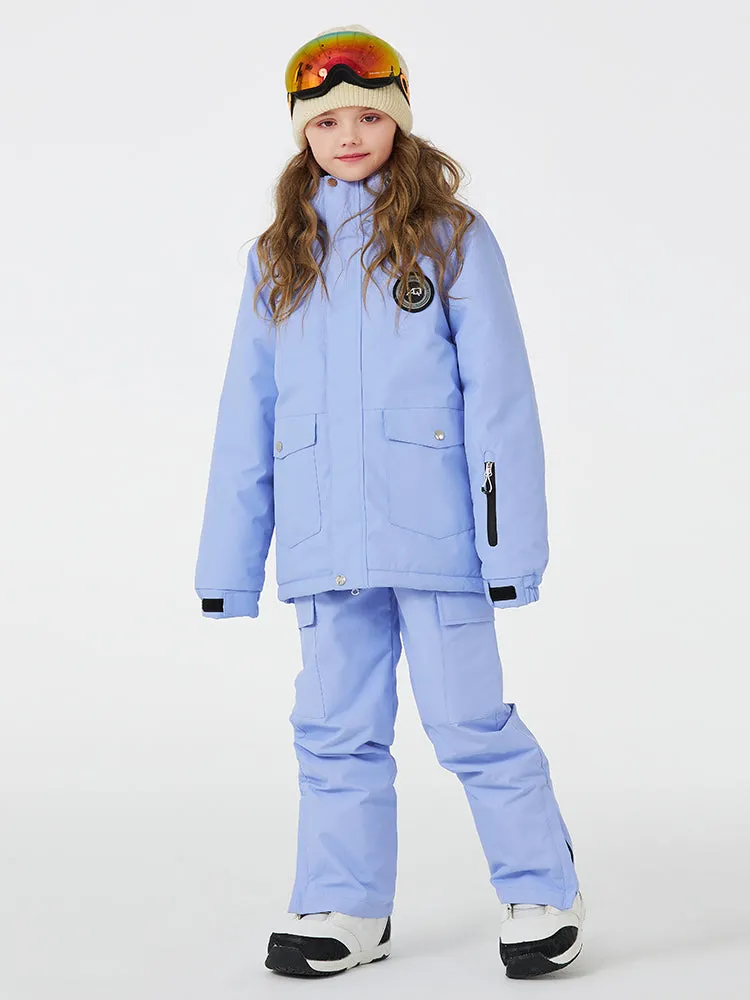 Kids Outdoor Snow Suits Set Hooded Ski Jacket & Pants