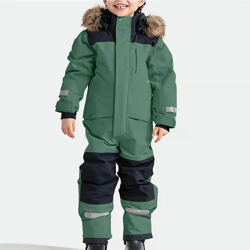 Kids Winter Snow Suits One Piece Warm Overalls