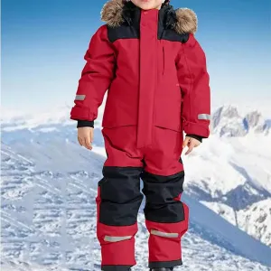 Kids Winter Snow Suits One Piece Warm Overalls