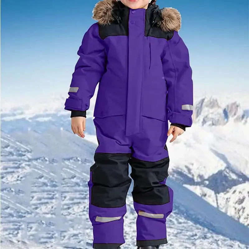 Kids Winter Snow Suits One Piece Warm Overalls