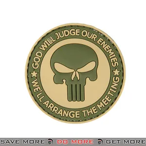 Lancer Tactical Velcro Morale Patch AC-130S - PVC God Will Judge, Tan & Green