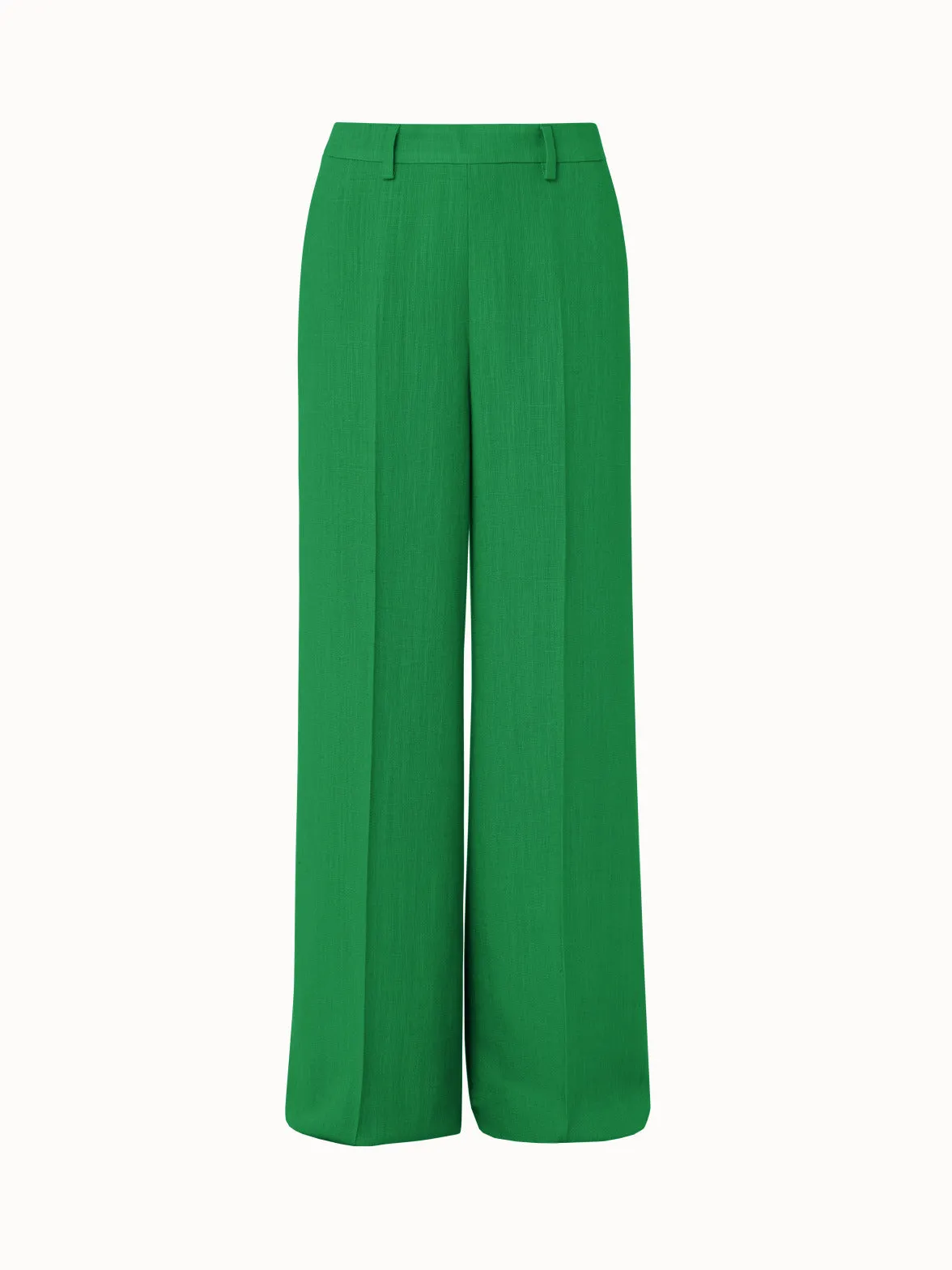 Linen Wool Crêpe Double-Face Wide Leg Pants