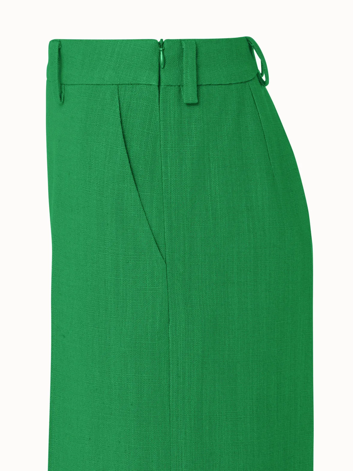 Linen Wool Crêpe Double-Face Wide Leg Pants