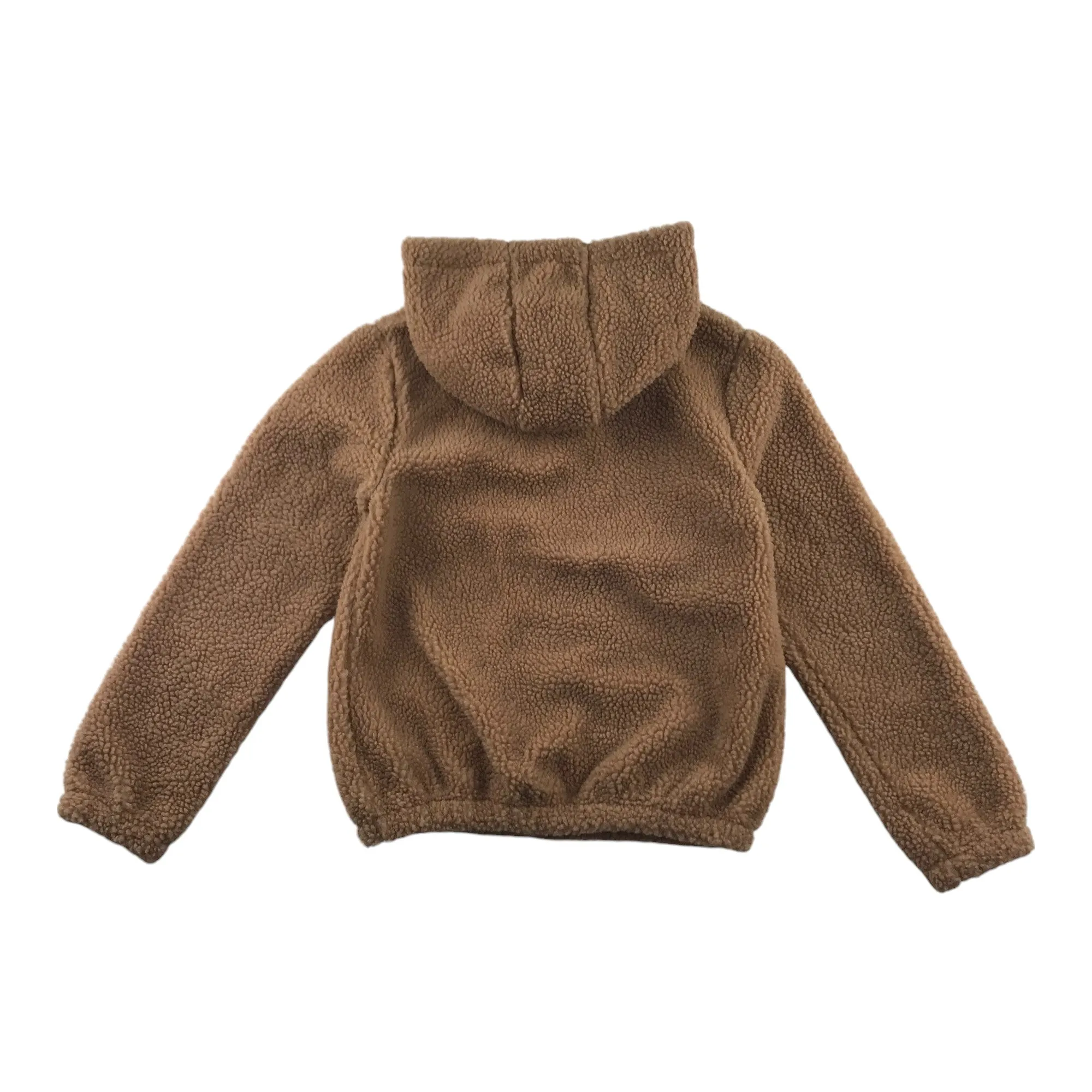 M&Co fleece hoodie 9-10 years brown fluffy full zipper