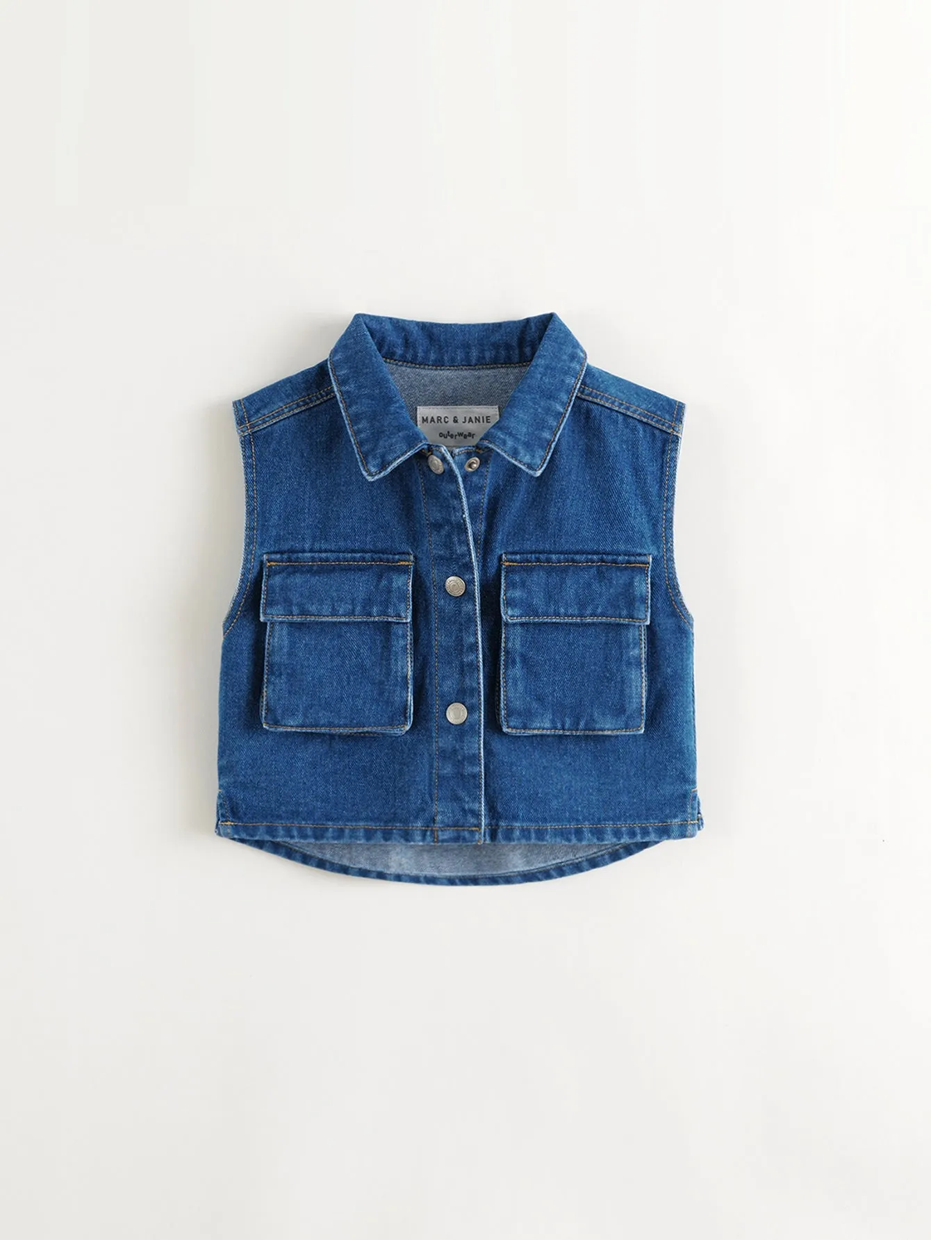 MARC & JANIE Girls Big Pockets Denim Vests 241386