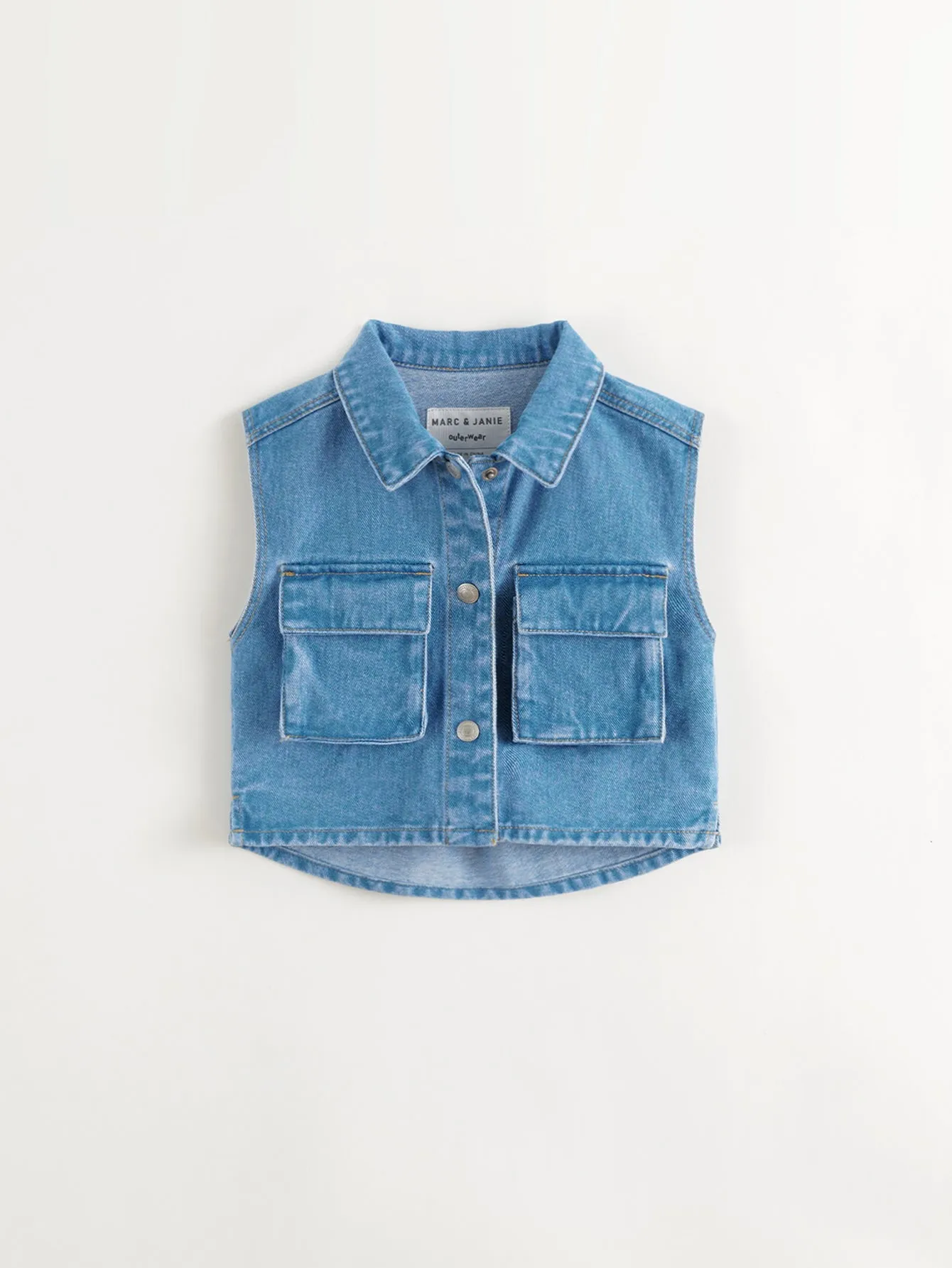 MARC & JANIE Girls Big Pockets Denim Vests 241386