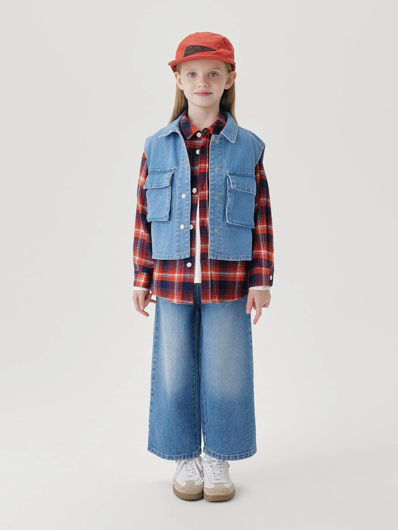 MARC & JANIE Girls Big Pockets Denim Vests 241386