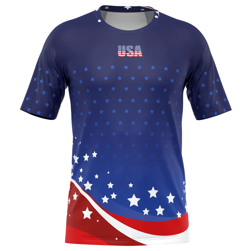 Men's American Stars and Stripes USA Icon Short Sleeve Running Shirt