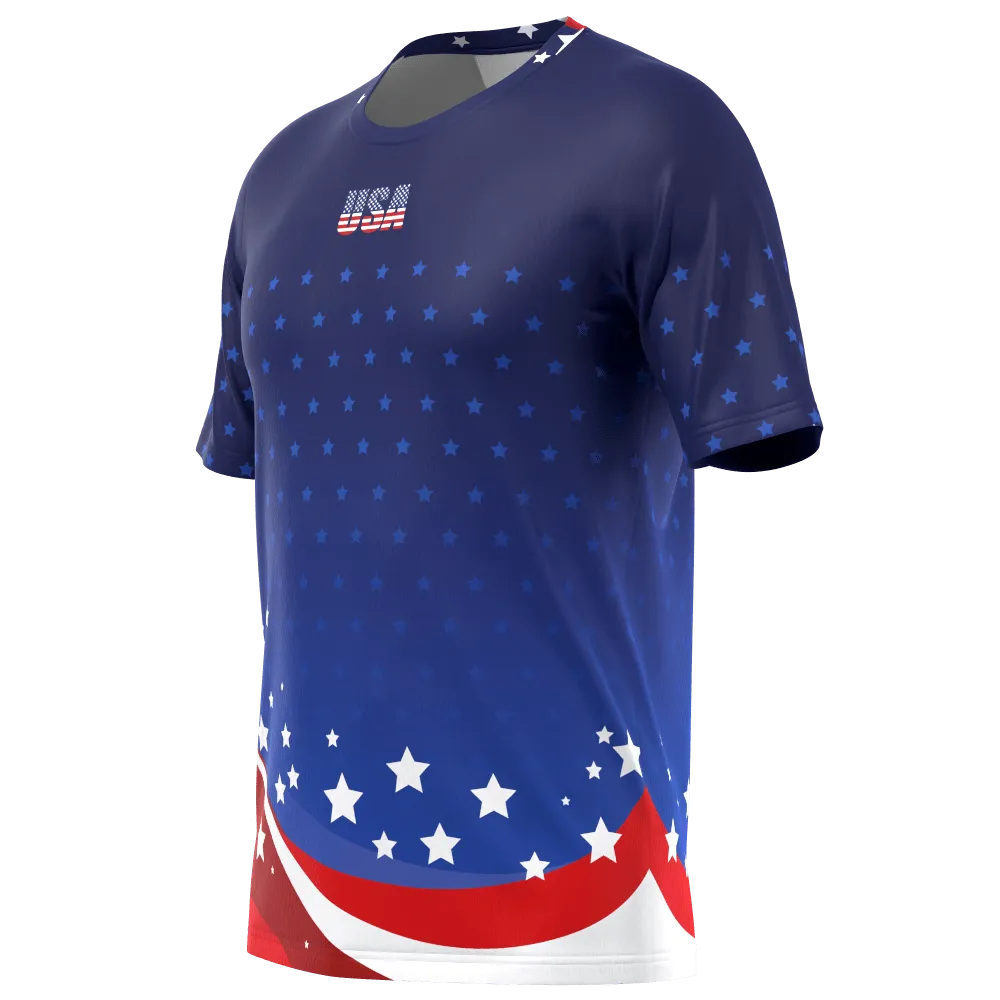 Men's American Stars and Stripes USA Icon Short Sleeve Running Shirt