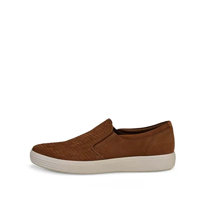 Mens Ecco Soft 7 Woven Slip-On in Camel