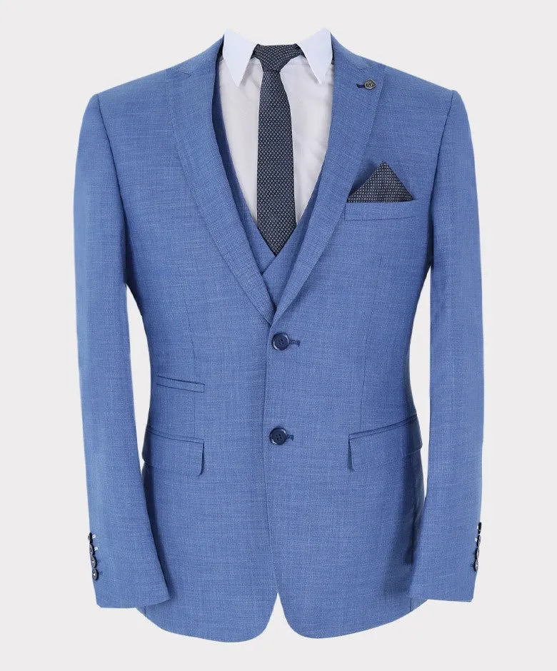 Men's Light Blue Tailored Fit Suit - JAYDEN - Blue