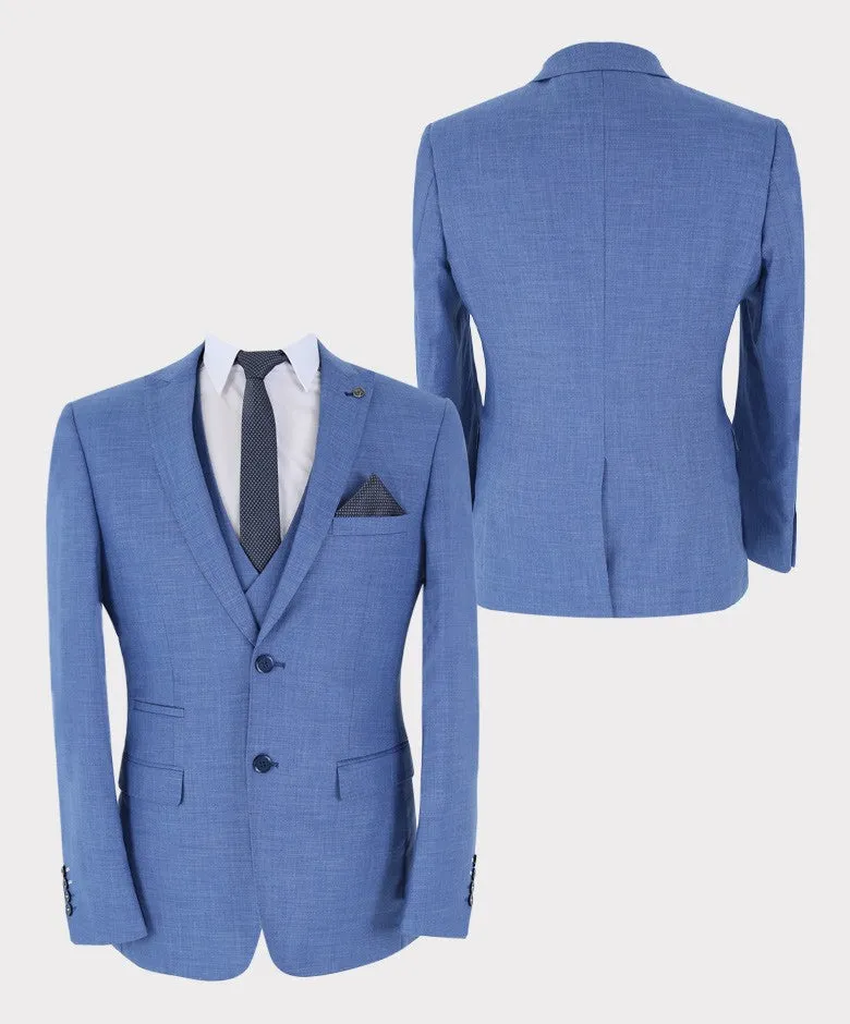 Men's Light Blue Tailored Fit Suit - JAYDEN - Blue