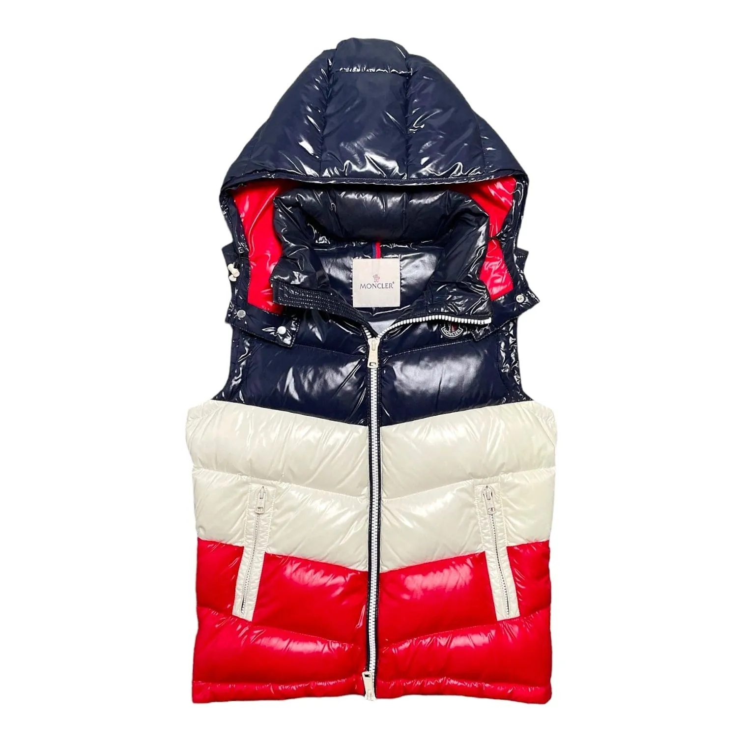 Moncler x Kith Pelat Down Vest Red Navy Blue White Pre-Owned