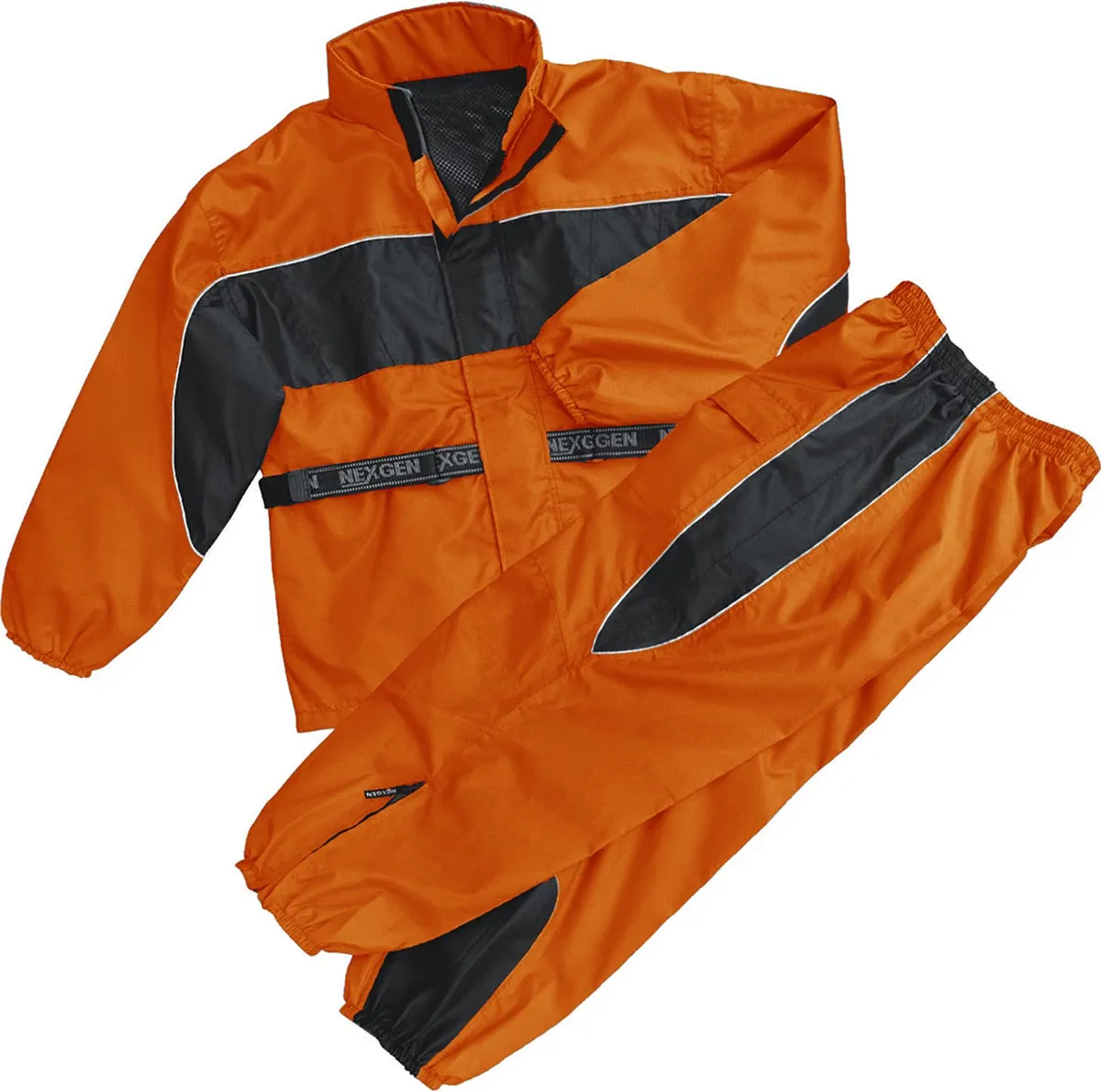 NexGen Men's SH221602 Orange and Black Waterproof Rain Suit