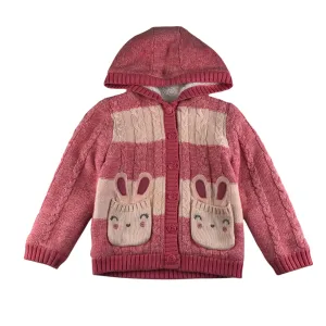 Nutmeg hoodie 5-6 years pink knitted bunny pockets warm lined